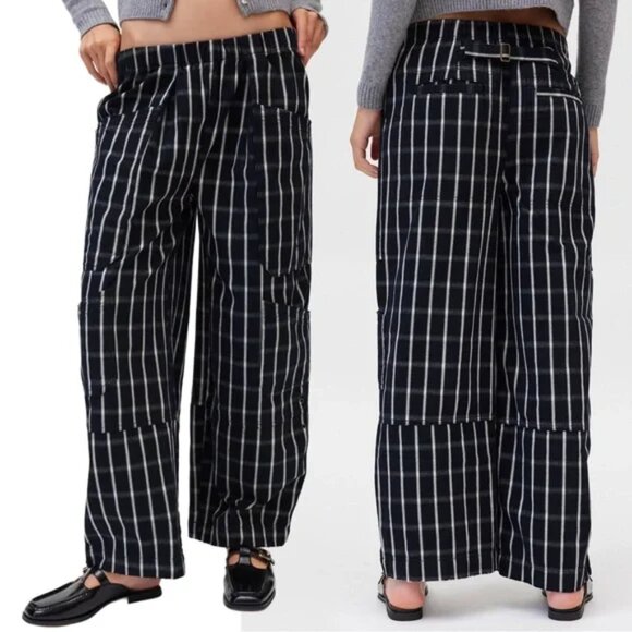 BDG Pants - Urban Outfitters BDG Charlie Gingham Low Rise Wide Leg Pants Black Sz M NWT B12
